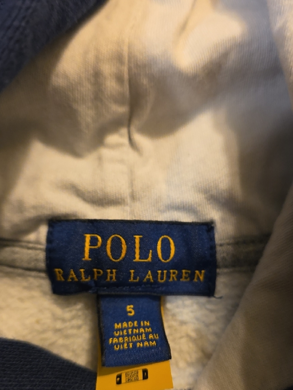 Ralph Lauren Grey & Navy Hoodie with Polo Bear Patch - Picture 3 of 3